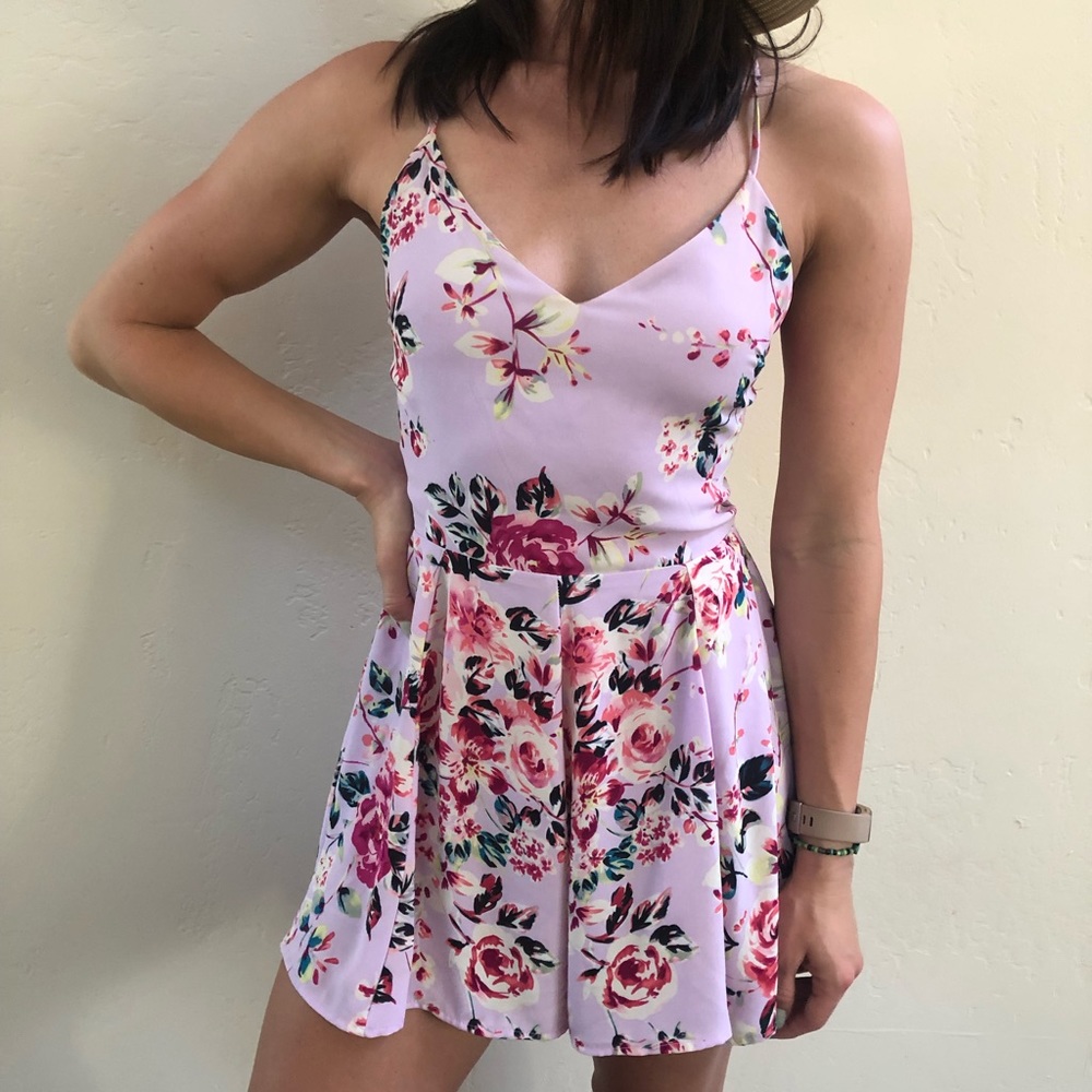 Pink/Floral Romper Size 2
